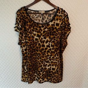 Lavish Leopard Animal Print Sleeveless Blouse Woman's Size 3X